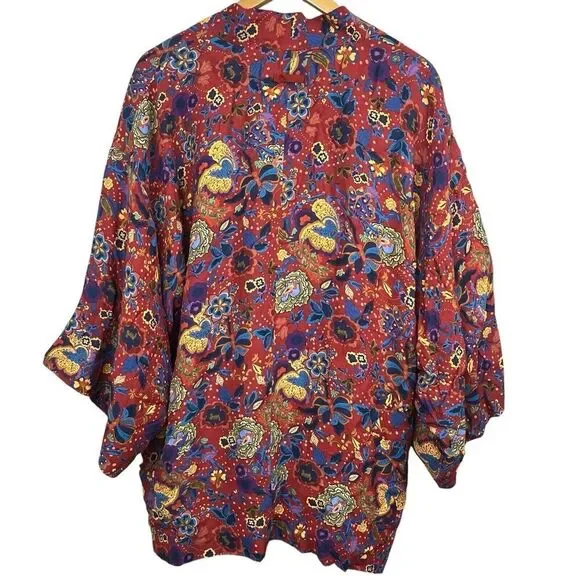 Elizabeth & James Drew Open Front Kimono Size M Rust Floral - Picture 9 of 12